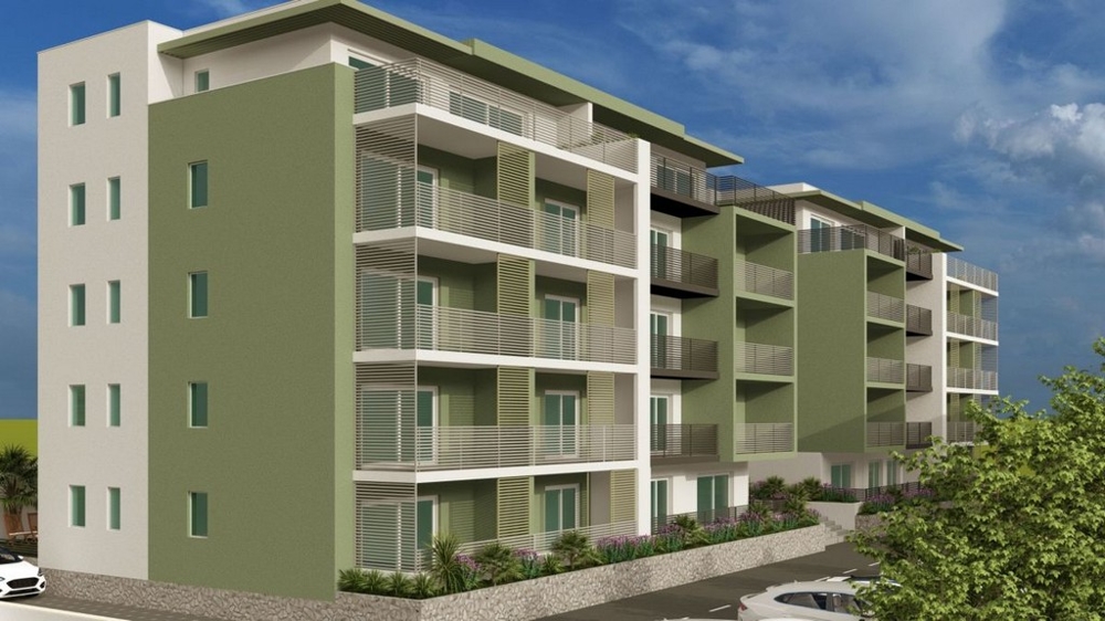 Visualisation des rangées de balcons en vert et blanc