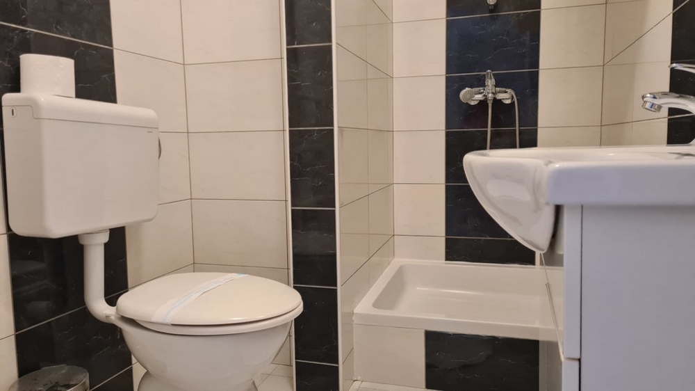 La salle de bains avec WC.