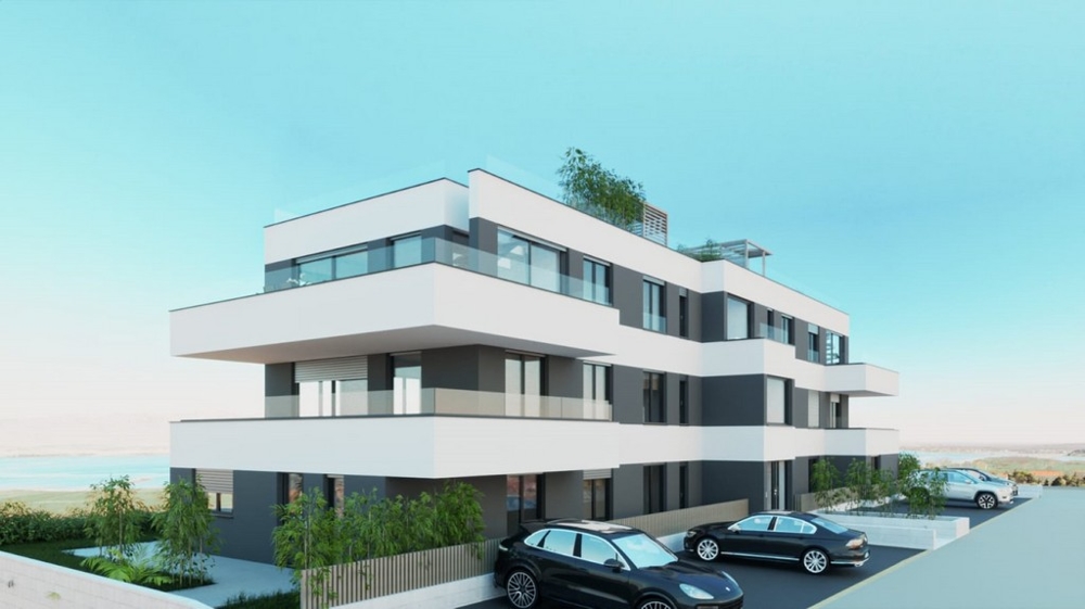 Immeuble d'appartements moderne avec balcons et places de parking à Privlaka, région de Zadar