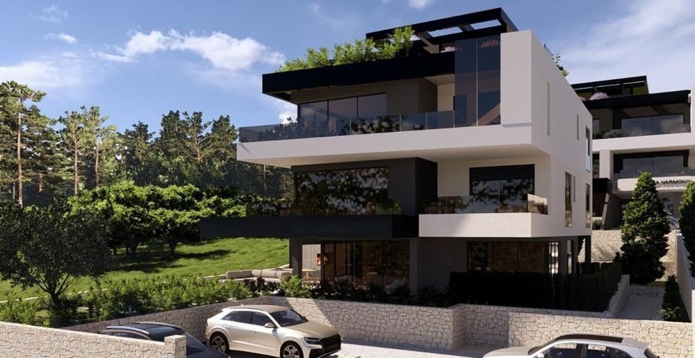 Villa cubique moderne avec places de parking dans un environnement vert en Croatie, parfaite pour un portefeuille immobilier exigeant – appartement à vendre en Croatie