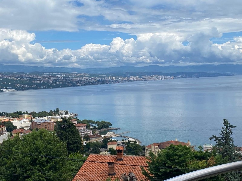 Vaste vue sur la baie et la ville au bord de l'eau