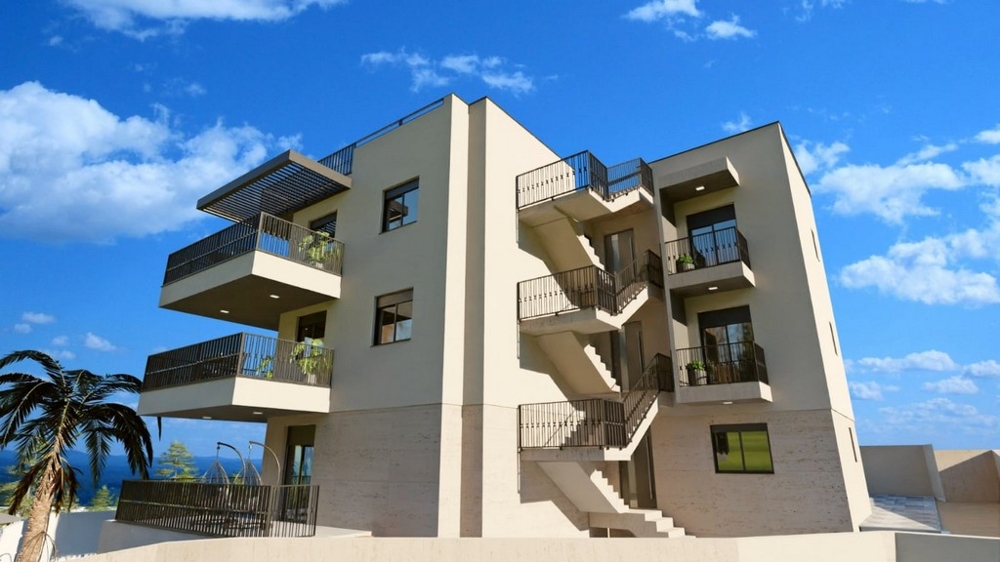 Visualisation des escaliers extérieurs sur le côté du bâtiment