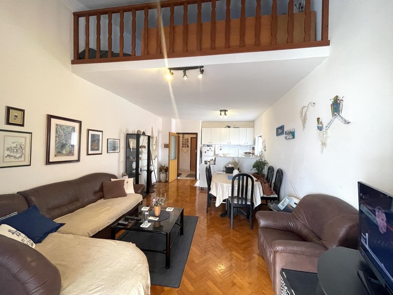 Salon avec mezzanine et coin repas
