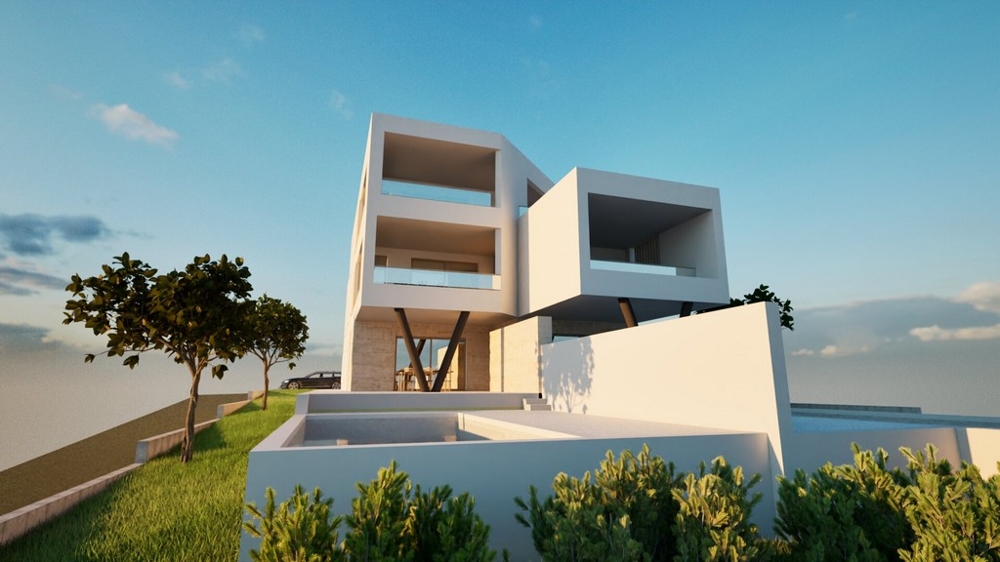 Visualisation de l'immeuble d'habitation A3577 avec jardin et piscine à Vodice.