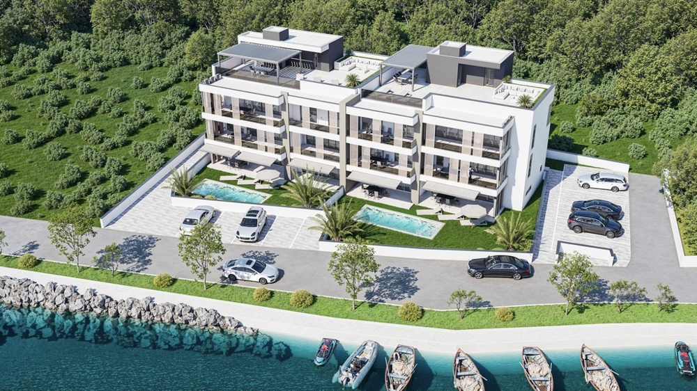 Visualisation de la façade avant avec piscines
