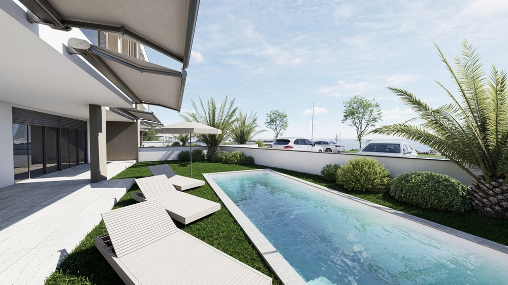 Appartement au rez-de-chaussée avec piscine dans un immeuble neuf pieds dans l'eau à vendre - Panorama Scouting.