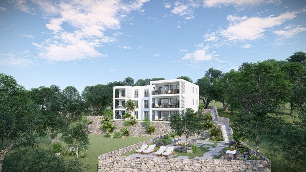 Résidence neuve sur l'île de Krk à flanc de colline à l'architecture moderne