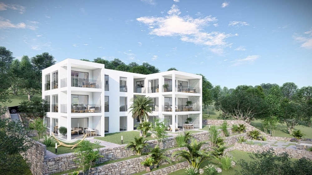 Appartements neufs modernes avec grands balcons et vue mer sur l'île de Krk