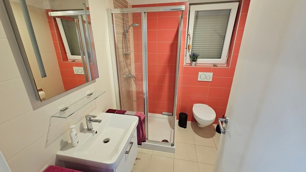 Salle de bains avec douche dans l'appartement à Novigrad