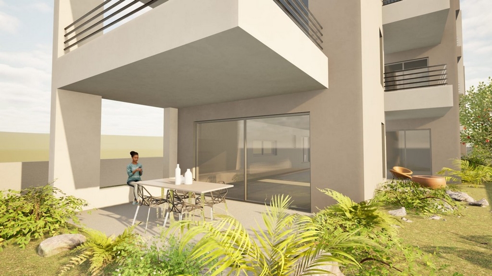 Terrasse au rez-de-chaussée d'un appartement neuf