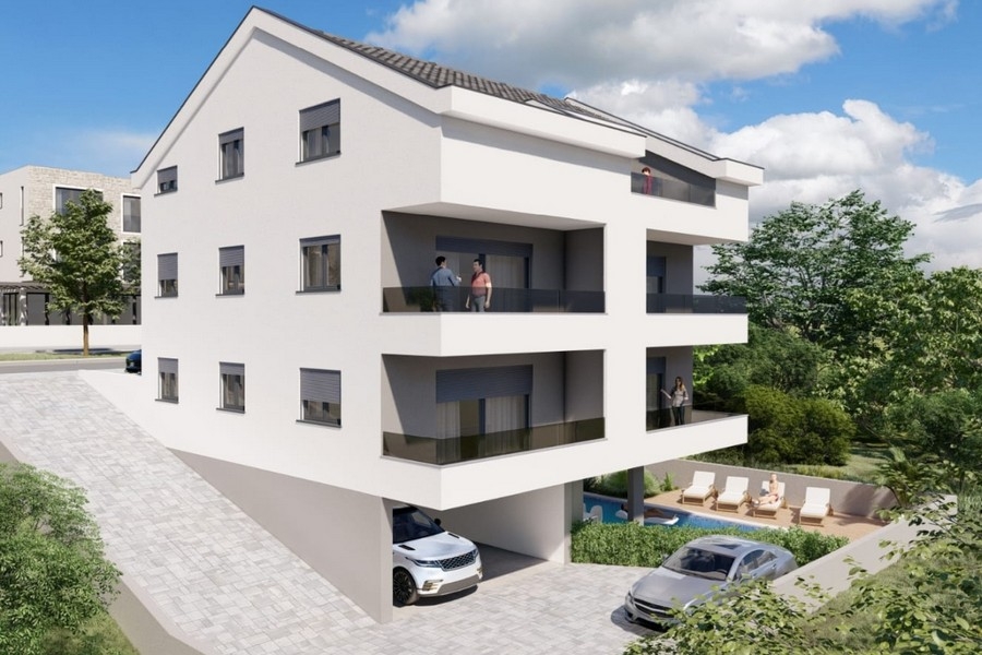Penthouse neuf avec place de stationnement sur Ciovo