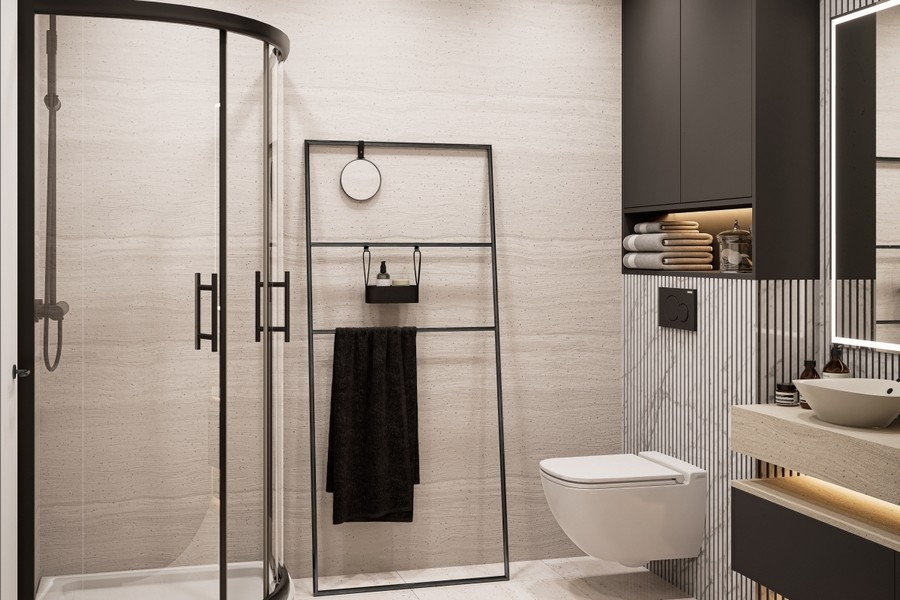 Salle de bains moderne avec douche