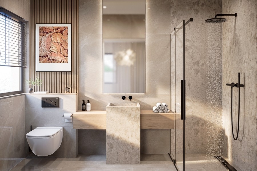 Salle de bains de luxe avec équipement moderne en Croatie