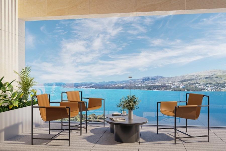 Vue mer depuis le balcon du bien A3971 en Croatie.
