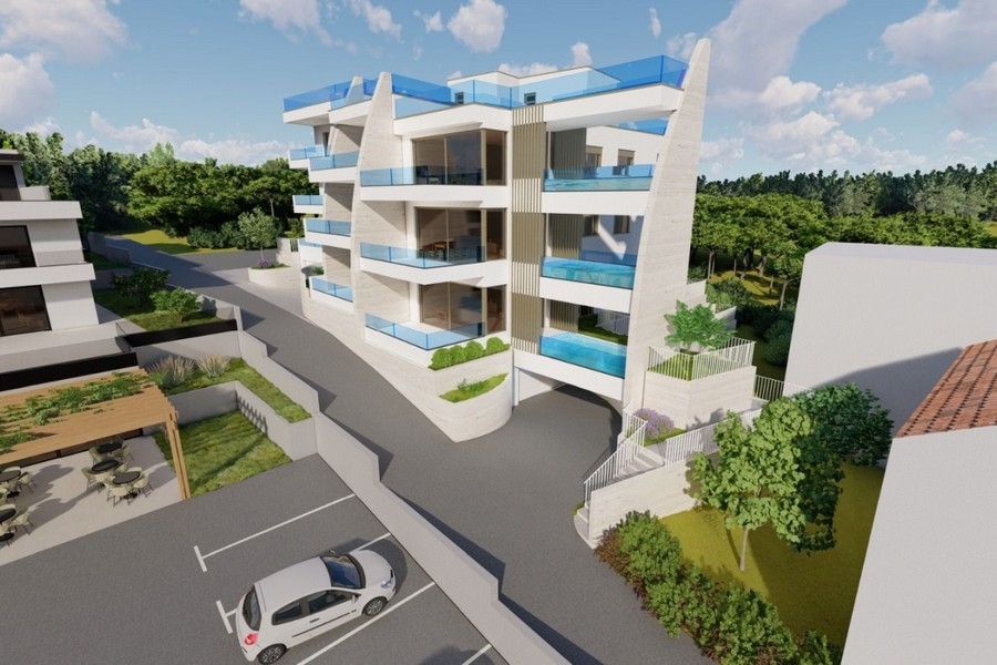 Immeuble d'appartements avec jardin et espaces extérieurs