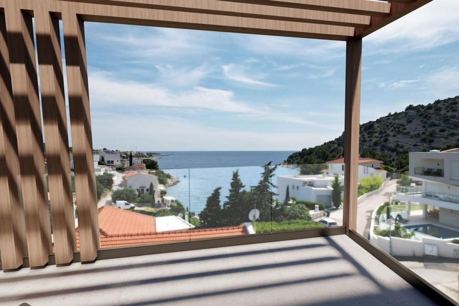 Vue aérienne de la baie de Rogoznica en Croatie