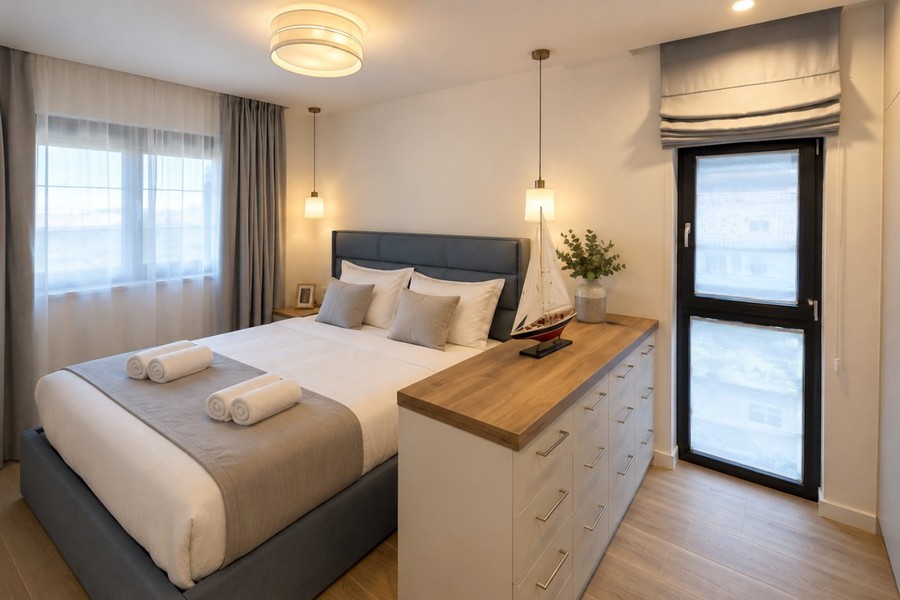 Chambre avec commode et fenêtre
