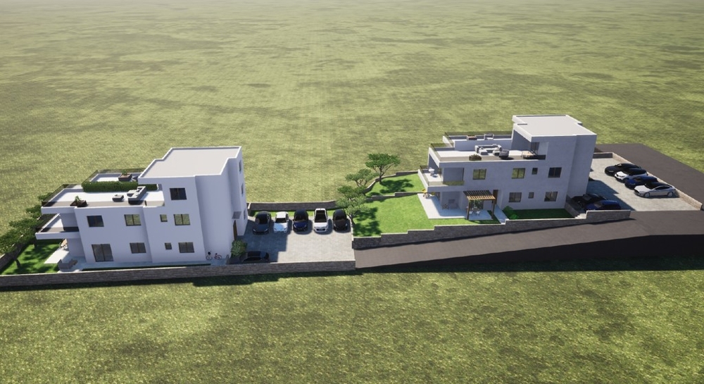 Construction neuve vue de côté avec vue sur la résidence à Tribunj