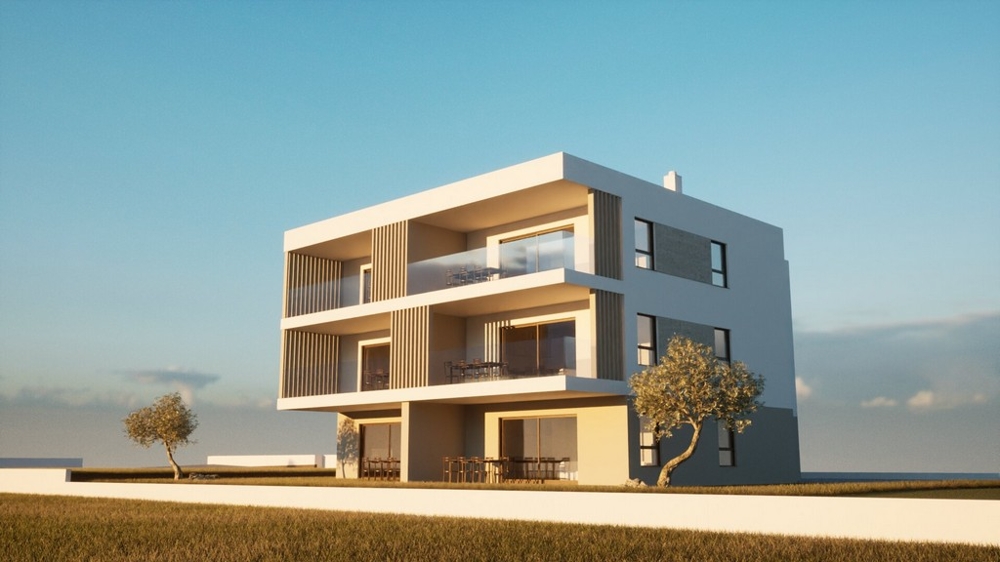Immeuble de trois étages avec terrasses couvertes
