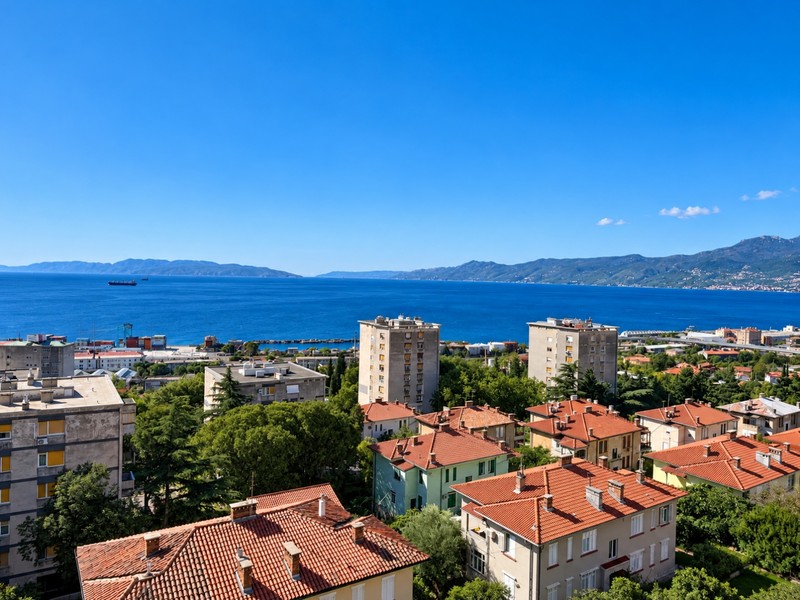 Vue sur Rijeka et le golfe du Kvarner