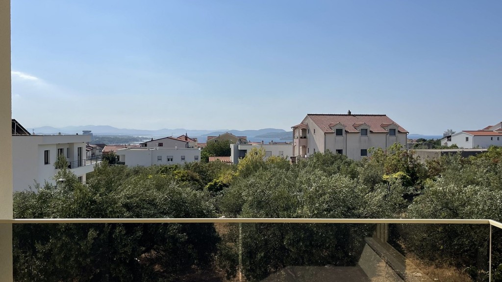 Vue sur la mer au-dessus des oliviers