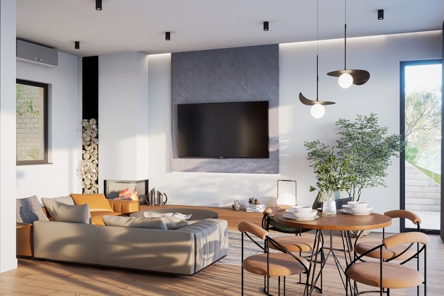 Salon avec espace repas