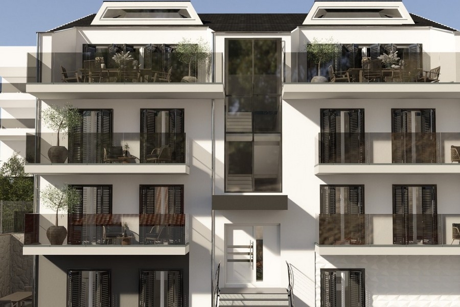 Nouvel immeuble avec balcons sur l'île de Ciovo près de Trogir