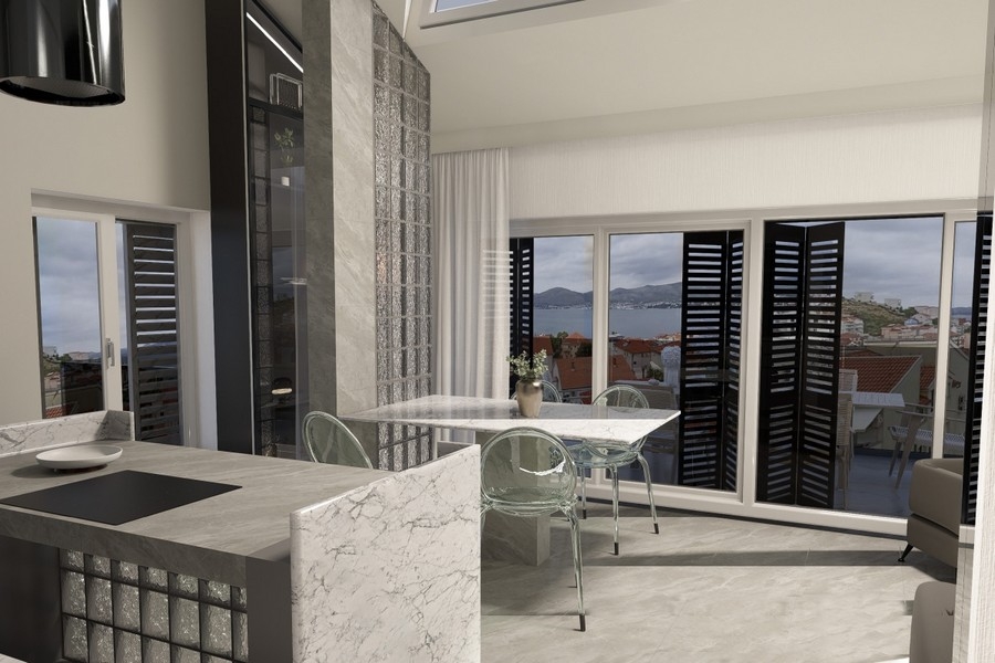 Cuisine avec vue sur la mer