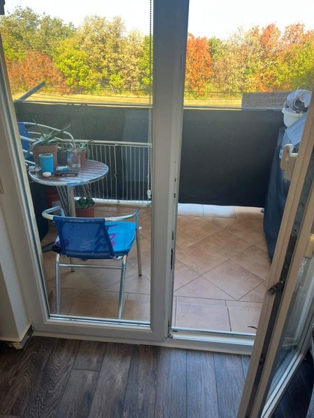 Porte donnant sur le balcon avec vue sur la verdure
