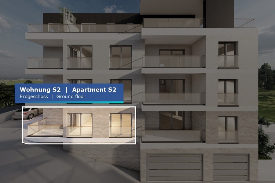 Emplacement de l'appartement S2 au rez-de-chaussée de l'immeuble neuf à Primosten