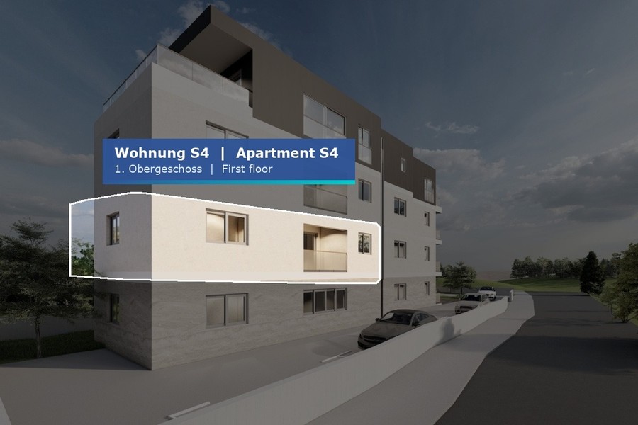 Emplacement de l'appartement S4 au premier étage de l'immeuble neuf à Primosten
