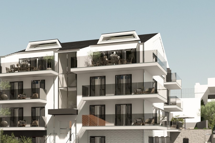 Façade de l'immeuble avec terrasses