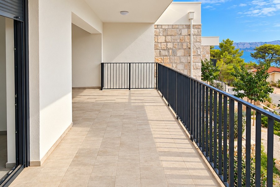 Appartement neuf avec terrasse et vue sur la mer à Jelsa, île de Hvar