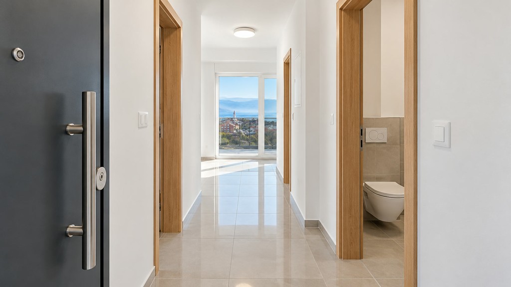 Couloir avec vue sur la salle de bain