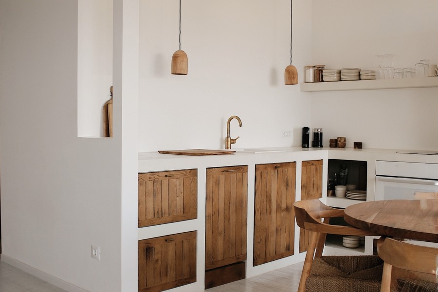 Cuisine avec façades en bois