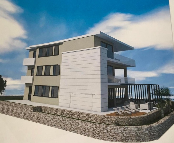 Terrain avec visualisation 3D d'une villa.