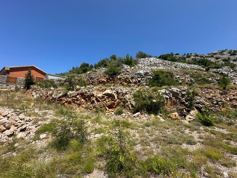 Versant rocheux avec arbustes à côté de la maison en briques