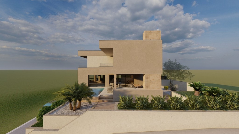 Projet d'architecte d'une villa avec terrasse et piscine