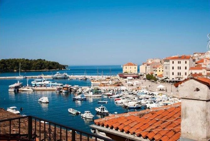 Vue sur le port avec bateaux et bateaux d'excursion
