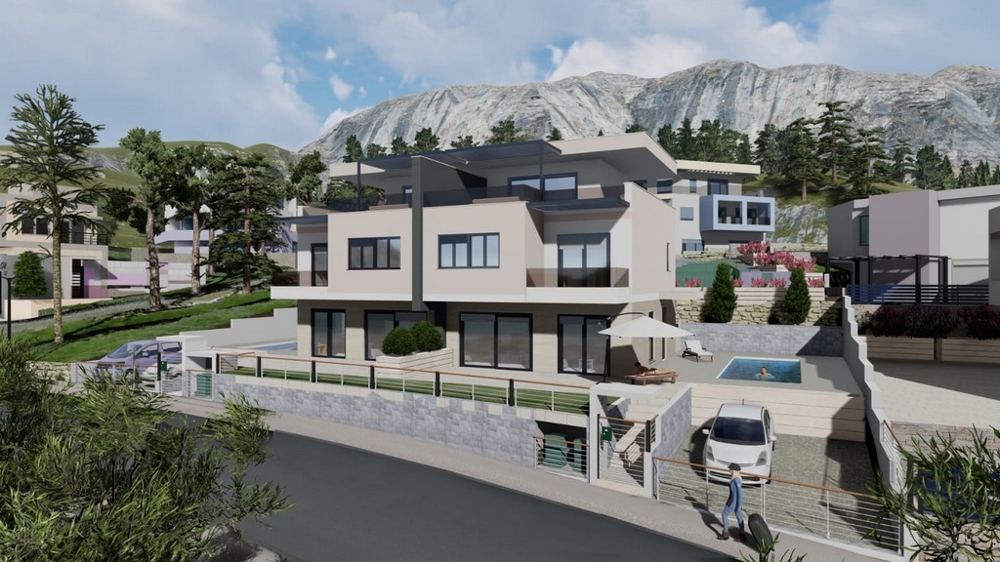 Visualisation 3D de la maison jumelée avec piscine H2147 à Makarska.