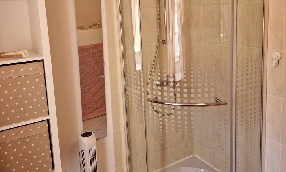 Douche avec paroi en verre