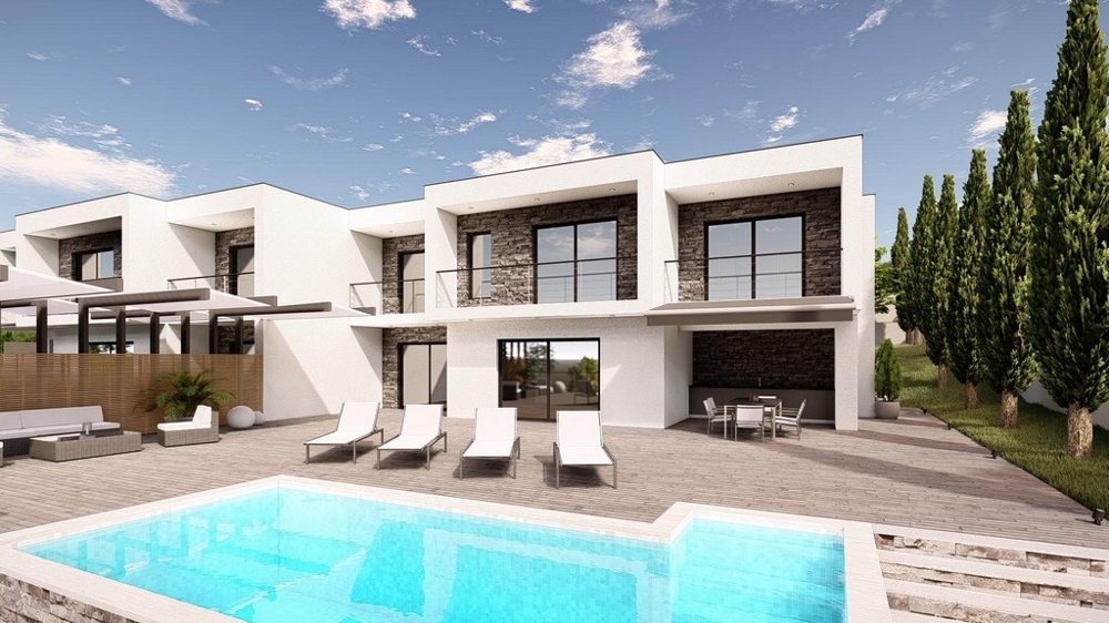 Visualisation de la villa en pierre naturelle avec piscine