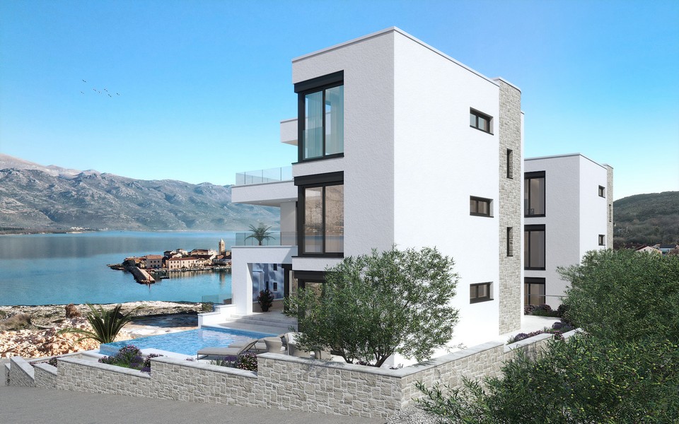 Visualisation de la villa avec vue sur la baie et le Velebit