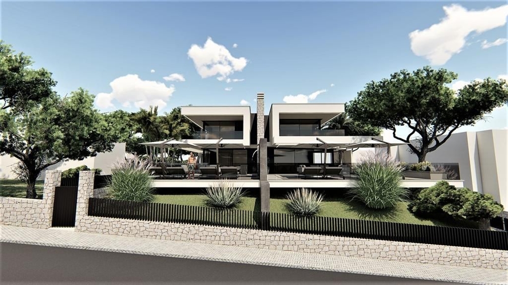 Visualisation des maisons jumelées avec pergola et graminées