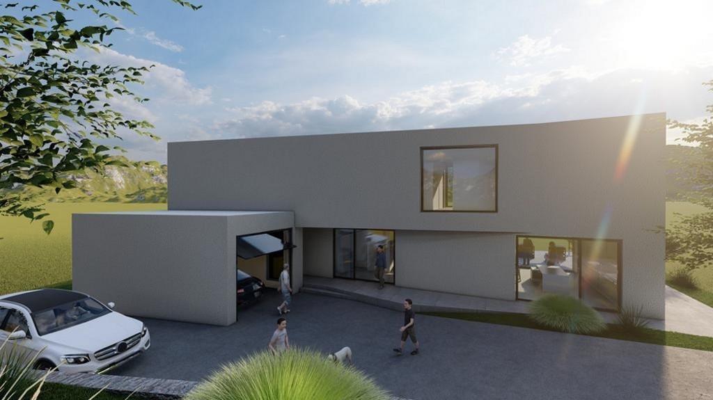 Vue latérale (visualisation 3D) de la villa H2663 en Croatie - Panorama Scouting.