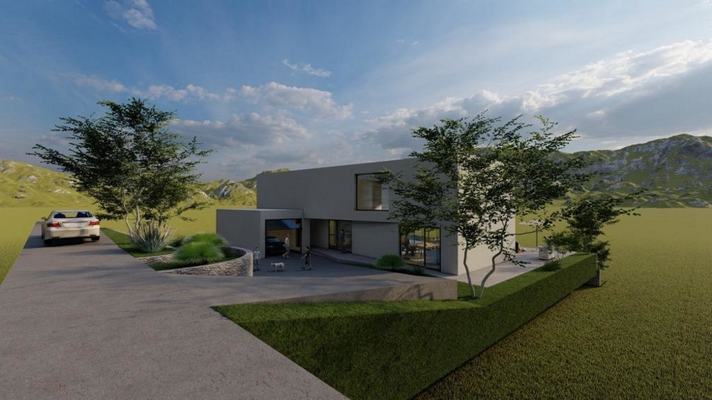 Garage et places de stationnement à l'arrière de la villa H2663 en Croatie - Panorama Scouting.