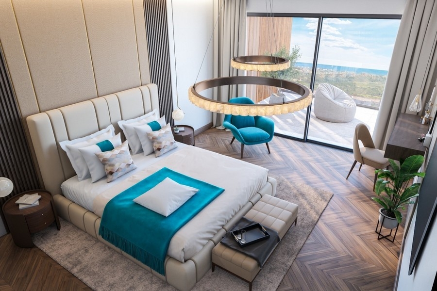 Chambre luxueuse avec vue sur la mer d'Istrie.