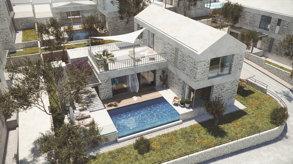 Villa neuve méditerranéenne avec piscine à débordement sur l'île de Brac