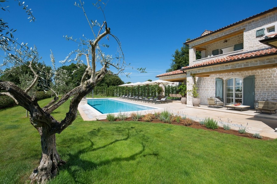 Villa avec piscine et olivier dans le jardin à Kanfanar