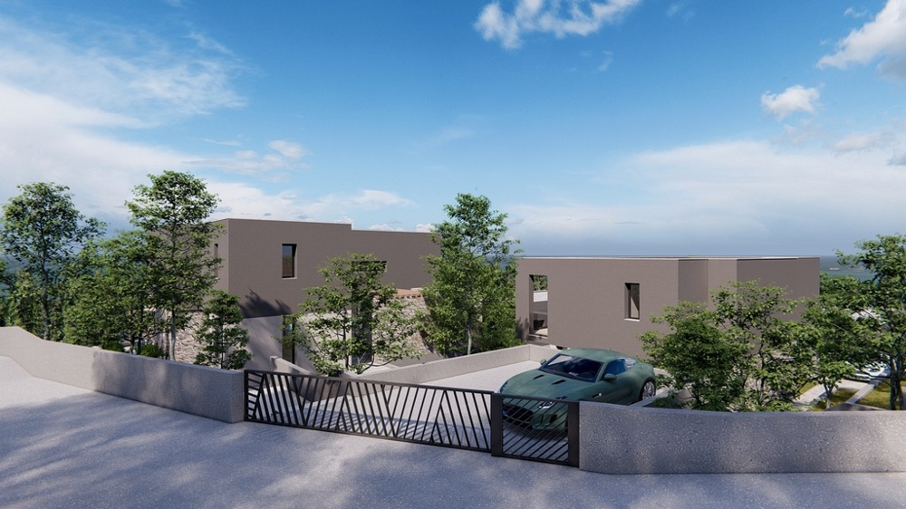 Entrée d'une villa moderne avec parking, à vendre en Croatie